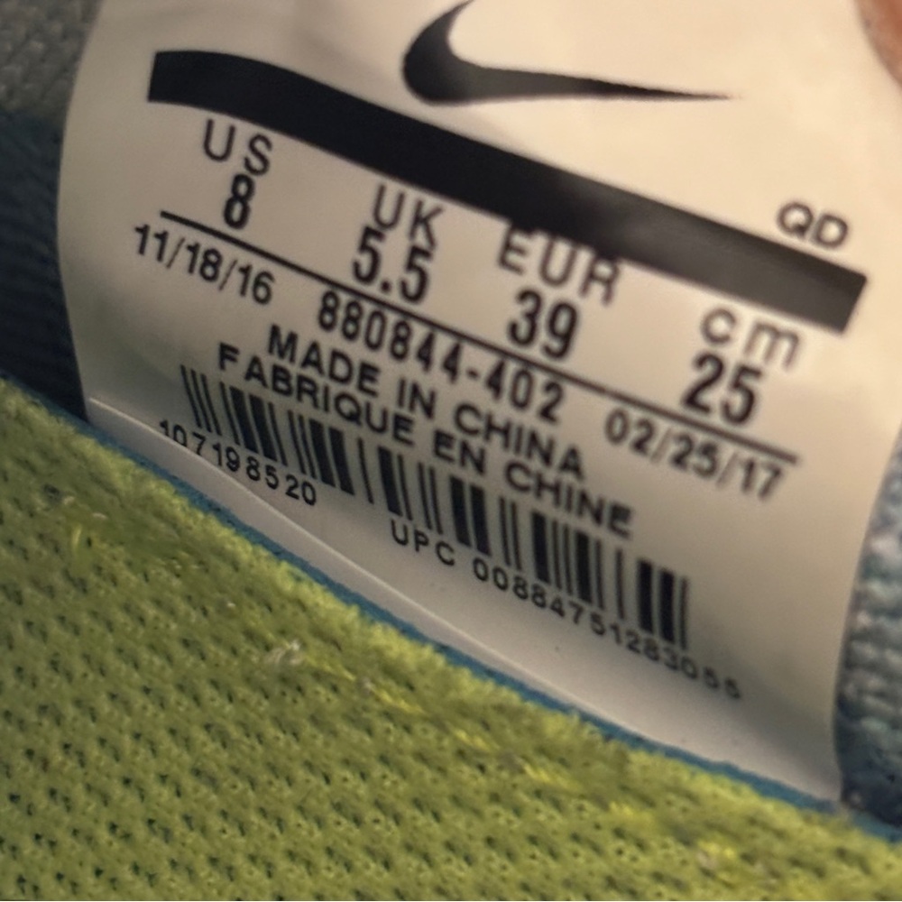 Nike Free RN Flyknit US 8 Running Shoe Blue Aqua 880844 402 - Picture 13 of 13
